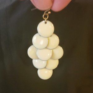 Vintaged enameled metal ivory ear weights earrings 23g